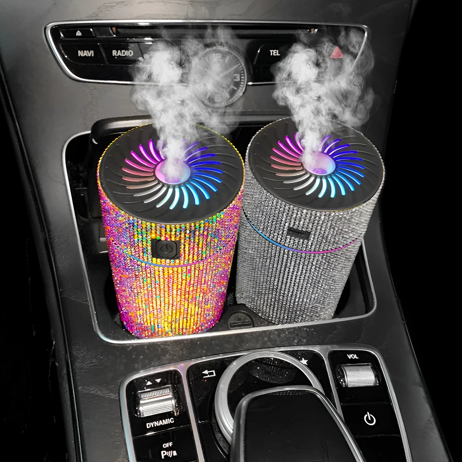 Car mounted air purification humidifier with water diamond material and USB power cord