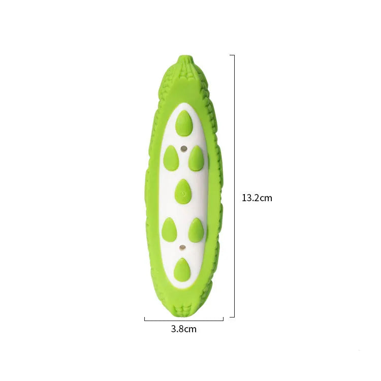 Green and purple biting-resistant meat-scented dog toy shown in large and small sizes for strong chewers