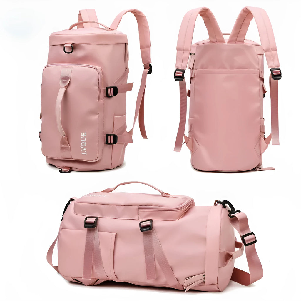 Waterproof nylon 3-in-1 convertible gym bag with combination lock and shoe compartment
