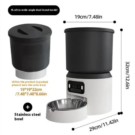 4L smart pet feeder with remote control and optional video monitoring for cats and dogs