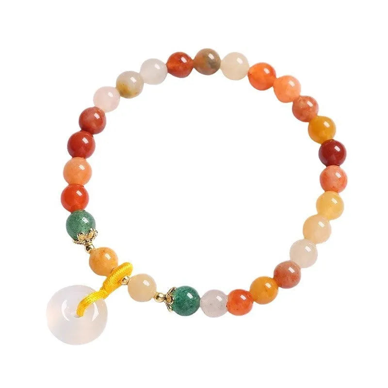 Handmade natural Jinsi Jade and Red Agate bracelet with safety buckle peace clasp