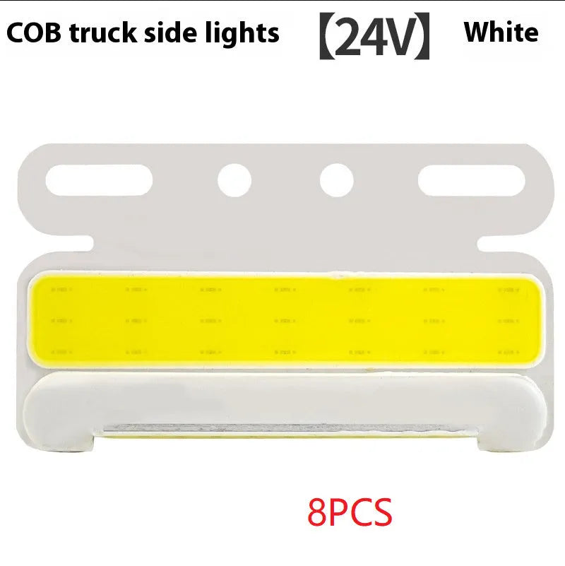 Waterproof COB LED truck side light in aluminum alloy housing available in red white yellow green blue for 12V 24V vehicles