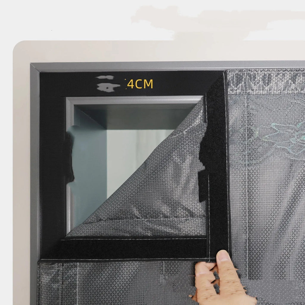 New Chinese style cotton door curtain with magnetic strip seal in grey diamond lattice pattern.
