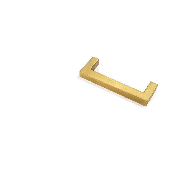 Stainless steel square pipe cabinet handle in brushed silver, black, or gold finish