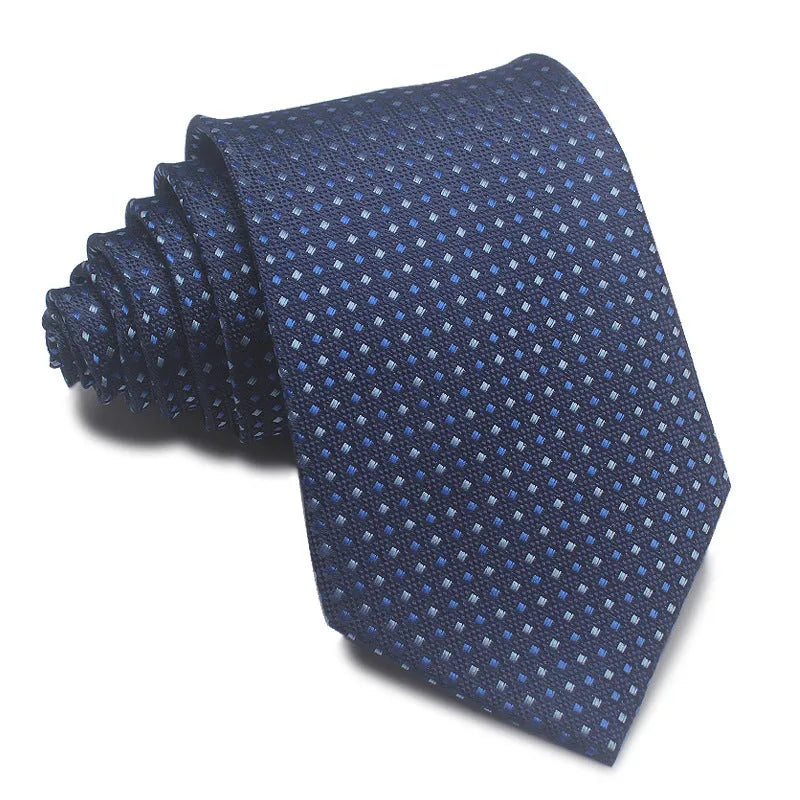 8cm wide striped polyester jacquard tie in business colours