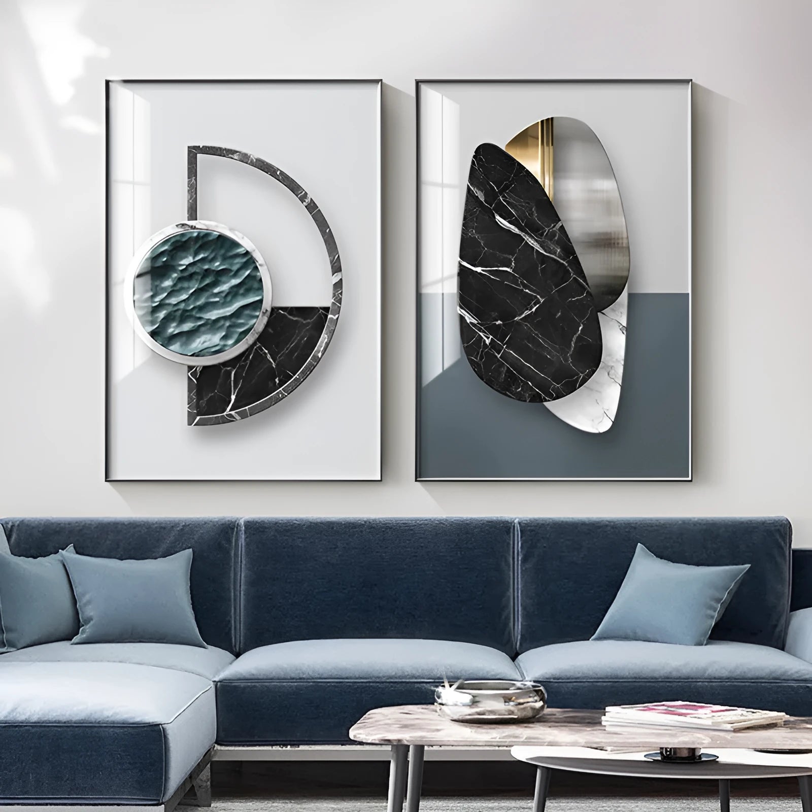 Abstract geometric pattern printed on canvas wall poster in multiple size options