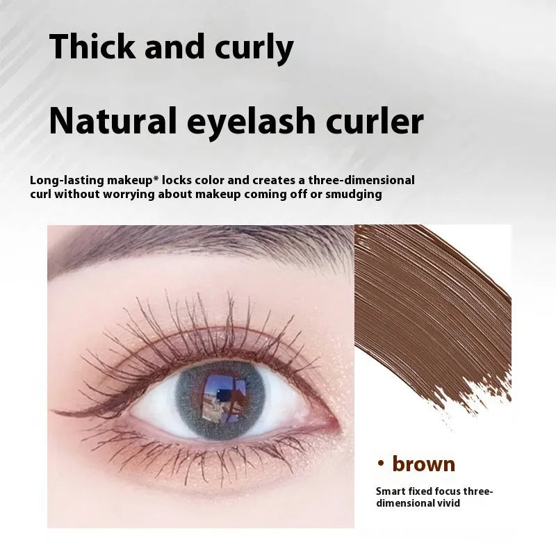 Steel tube waterproof mascara in black and brown colours with optional eyelash curler