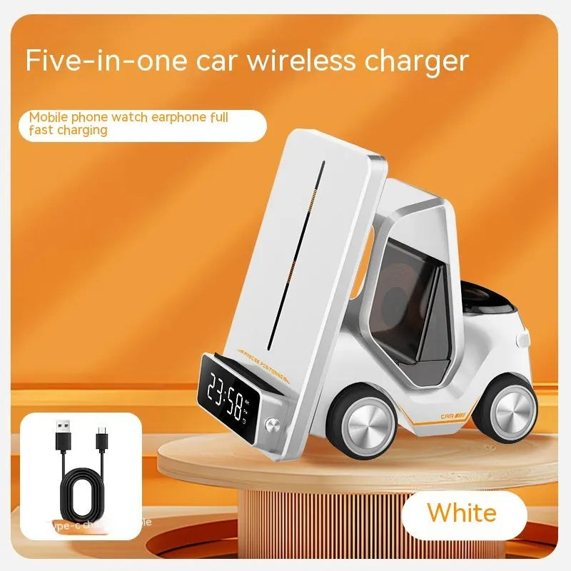 15W wireless fast charging stand bracket for phones in grey, orange, white, and yellow colour options.