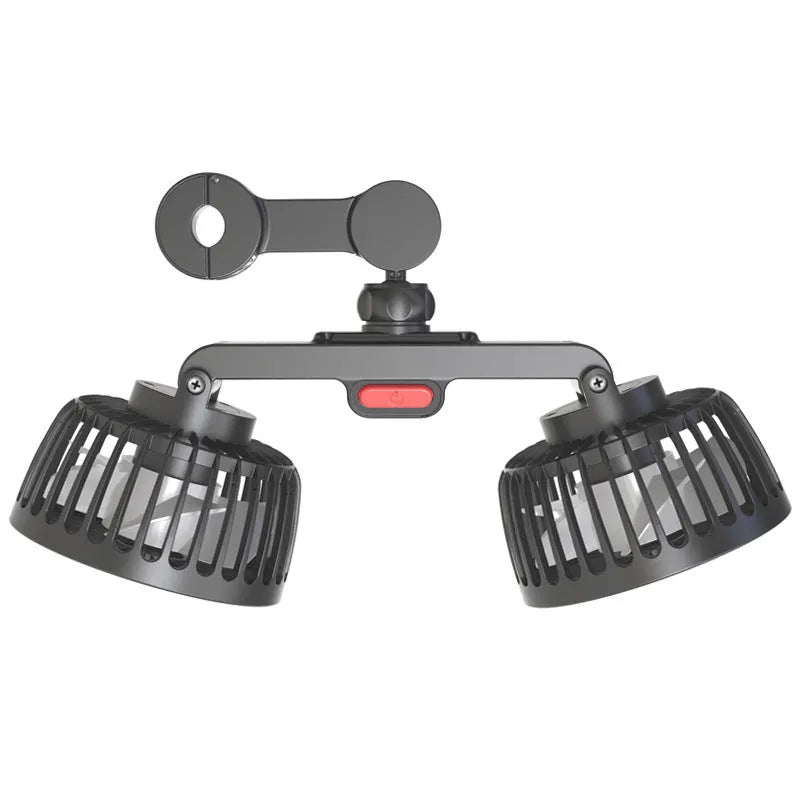 Black car rear electric fan with USB connection for 12V-24V vehicles