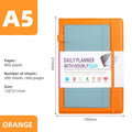 A5 no-date notebook with thread-bound spine and PU cover, shown in multiple colour options.