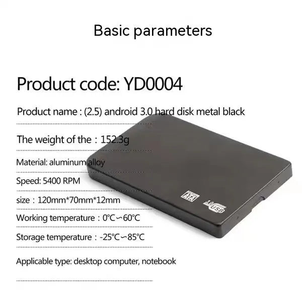 USB 3.0 solid state mobile hard disk in metal shell, available in black, blue, red, and silver.