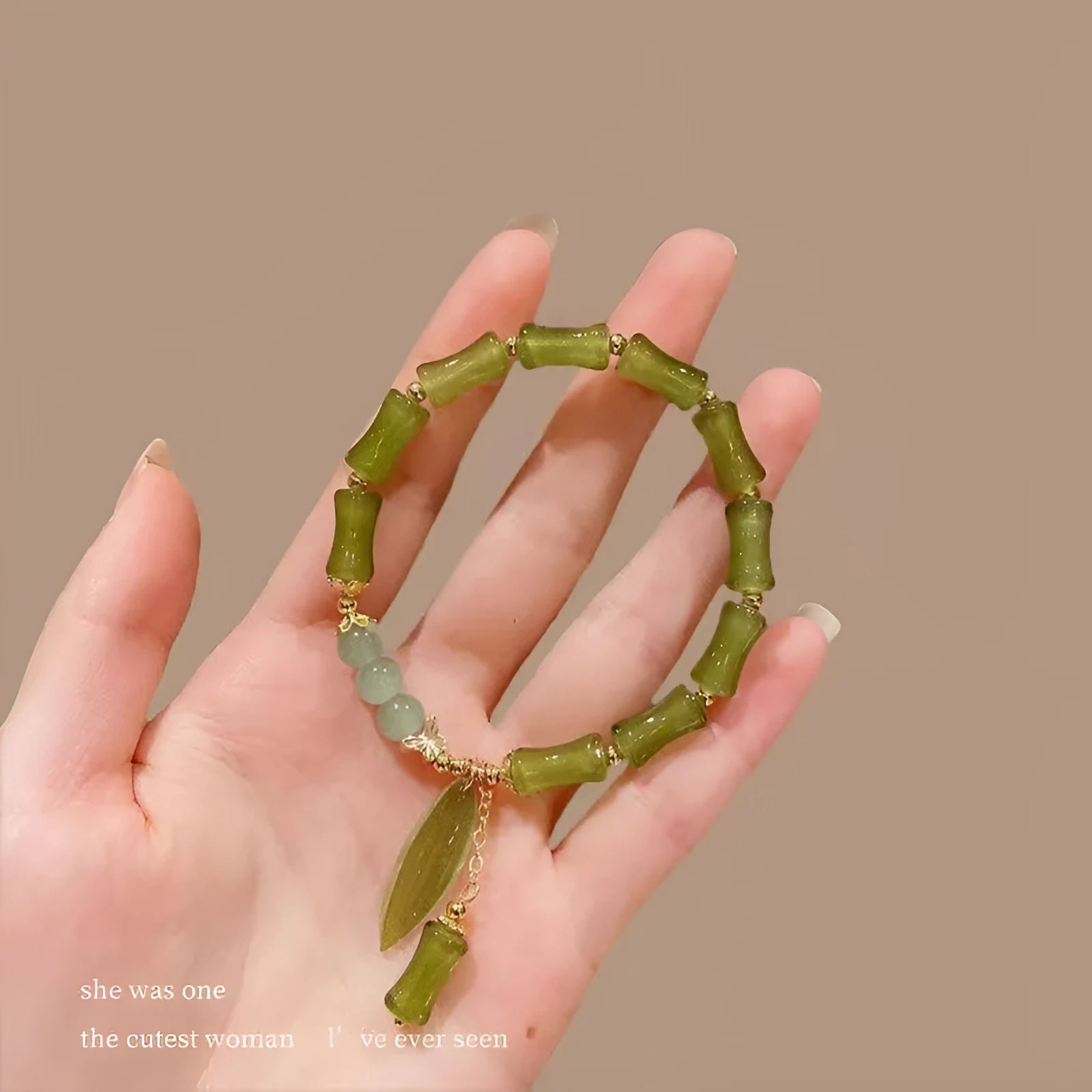 Chinese style glass bracelet with bamboo joint element in multiple colour variations