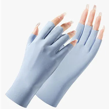 Women's UPF50 ice silk sun protection gloves in various colours