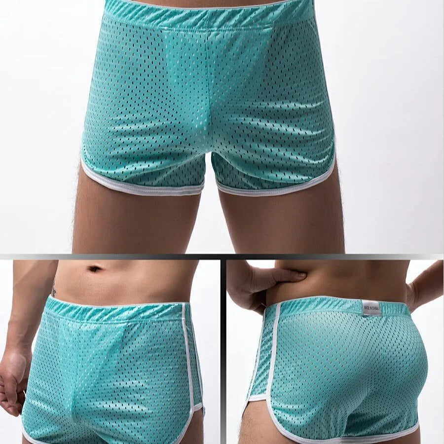 Men's cotton nylon blend boxer shorts in mid waist design showing breathable fabric texture