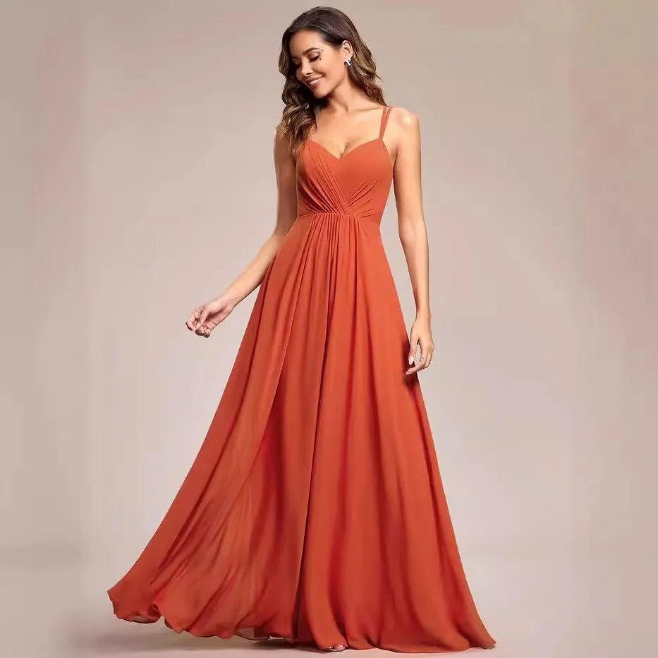 Women's sleeveless A-line pleated long dress in light green colour with sling neckline