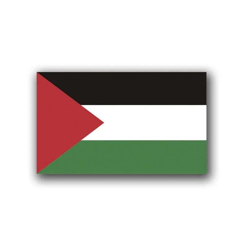 Palestinian flag car decal sticker made from PET vinyl for vehicle exterior.