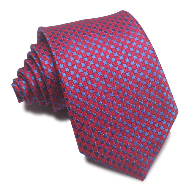 8cm wide striped polyester jacquard tie in business colours