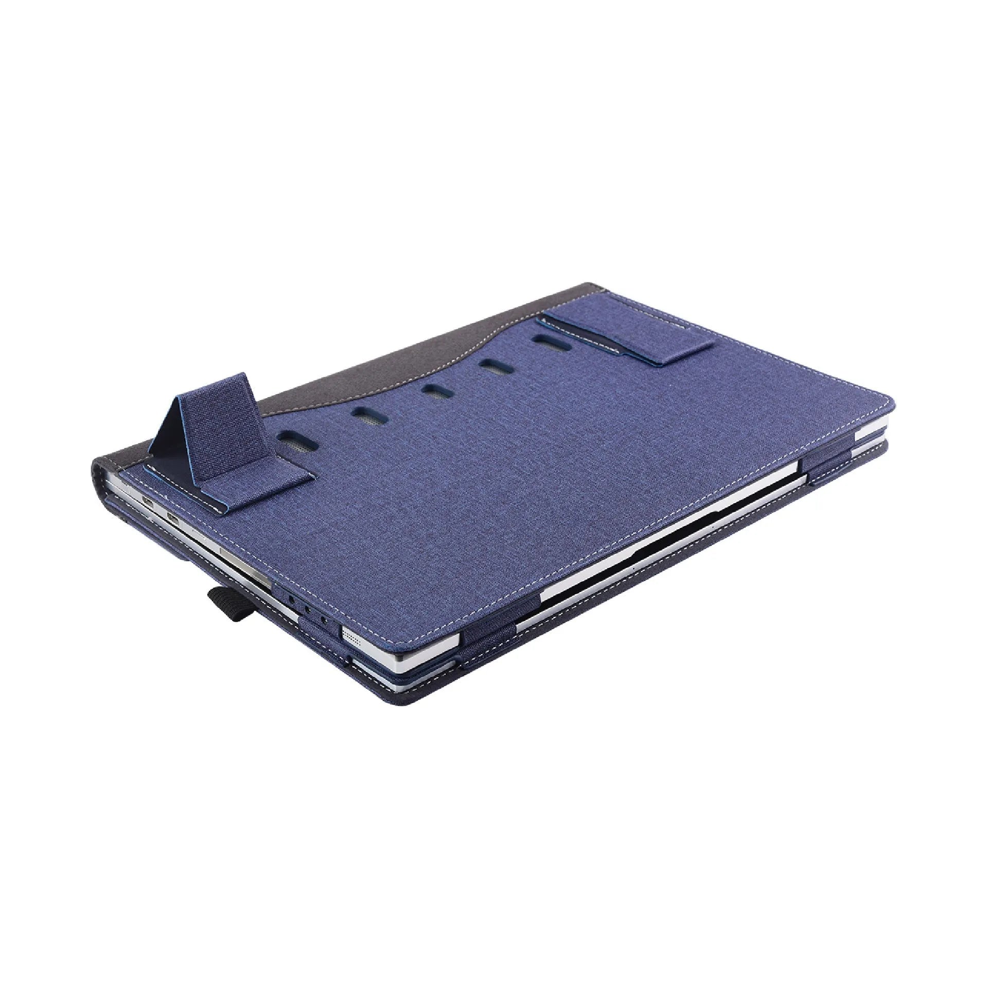 Black imitation leather laptop sleeve with Chinese-style fabric craft for Microsoft Laptop6