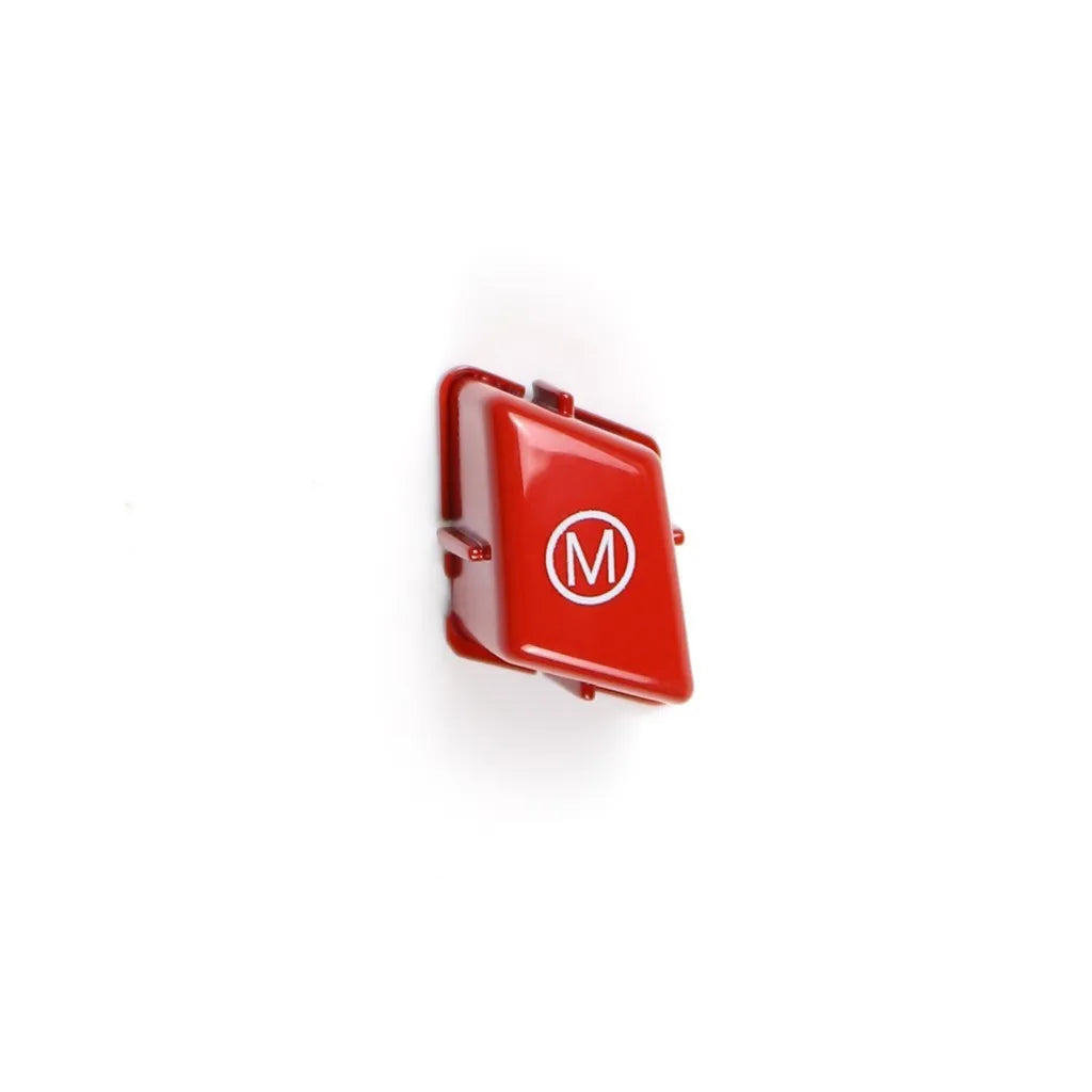 Red and blue BMW steering wheel M1 M2 mode replacement button set with installation keys.