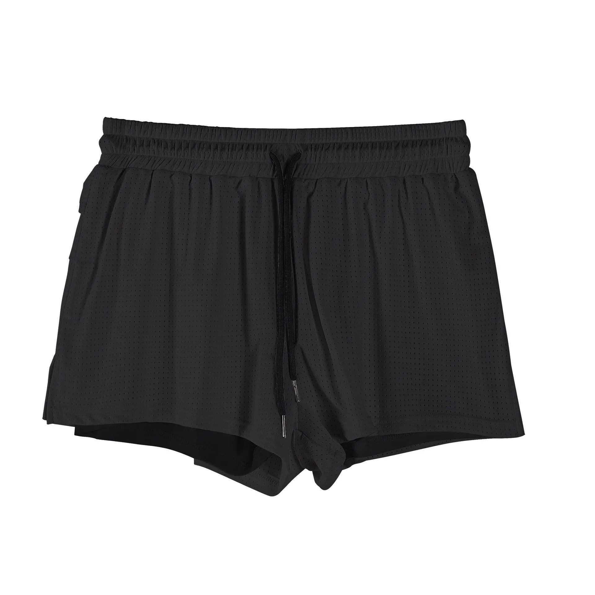 Men's summer quick-dry nylon shorts in white and black with elasticated waistband