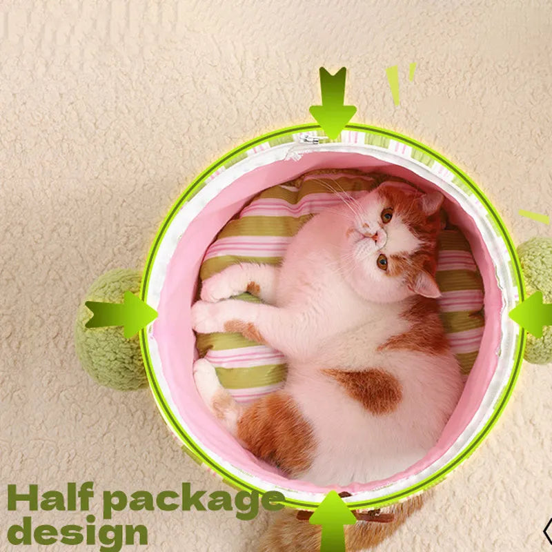 Green cauliflower-shaped enclosed indoor house for a cat or small dog