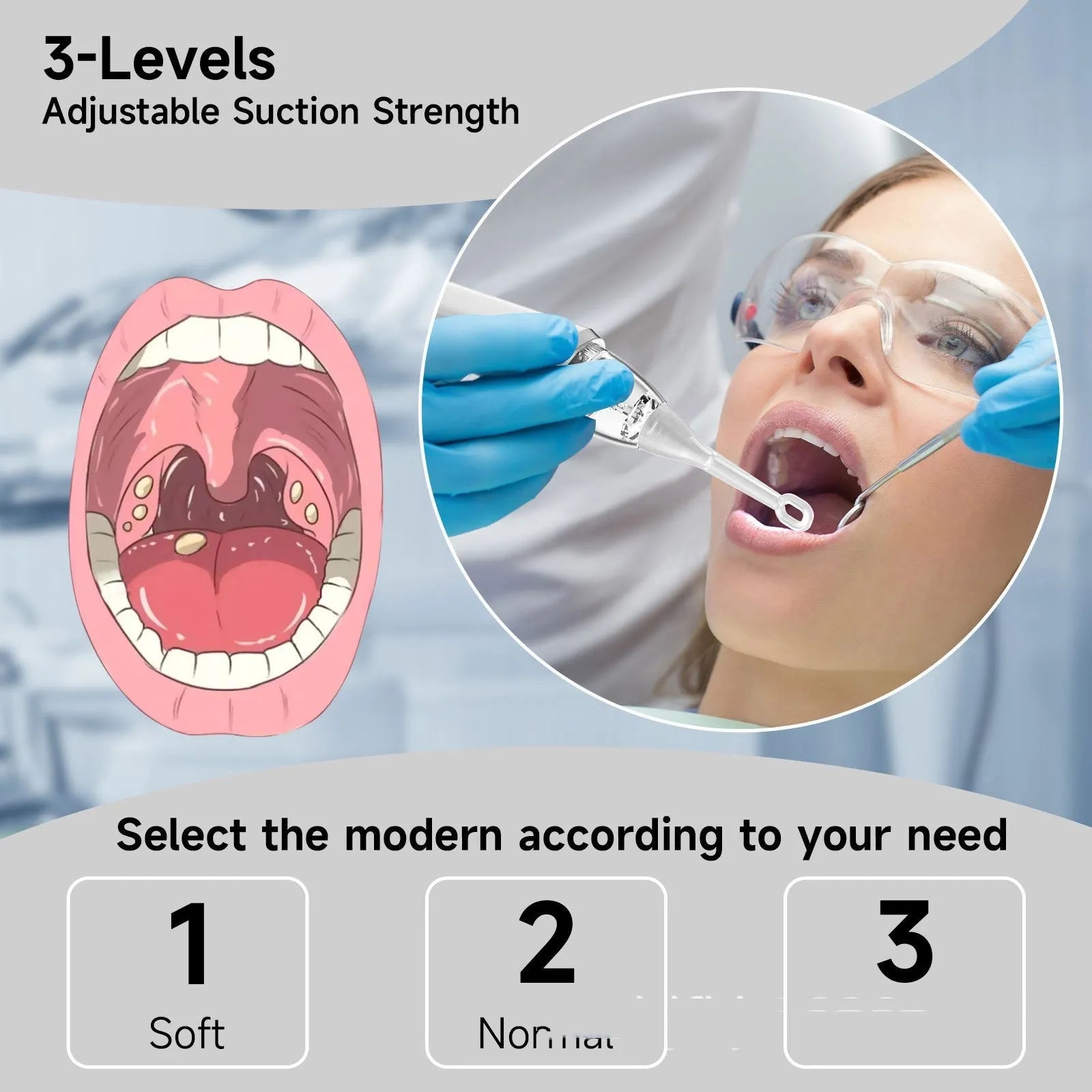 Milky white tonsil stone extractor with stainless steel tips for oral calculus removal
