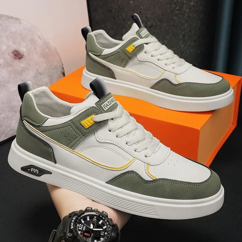Men's Korean-style canvas board shoes in K701 Black colour with leather stitching detail