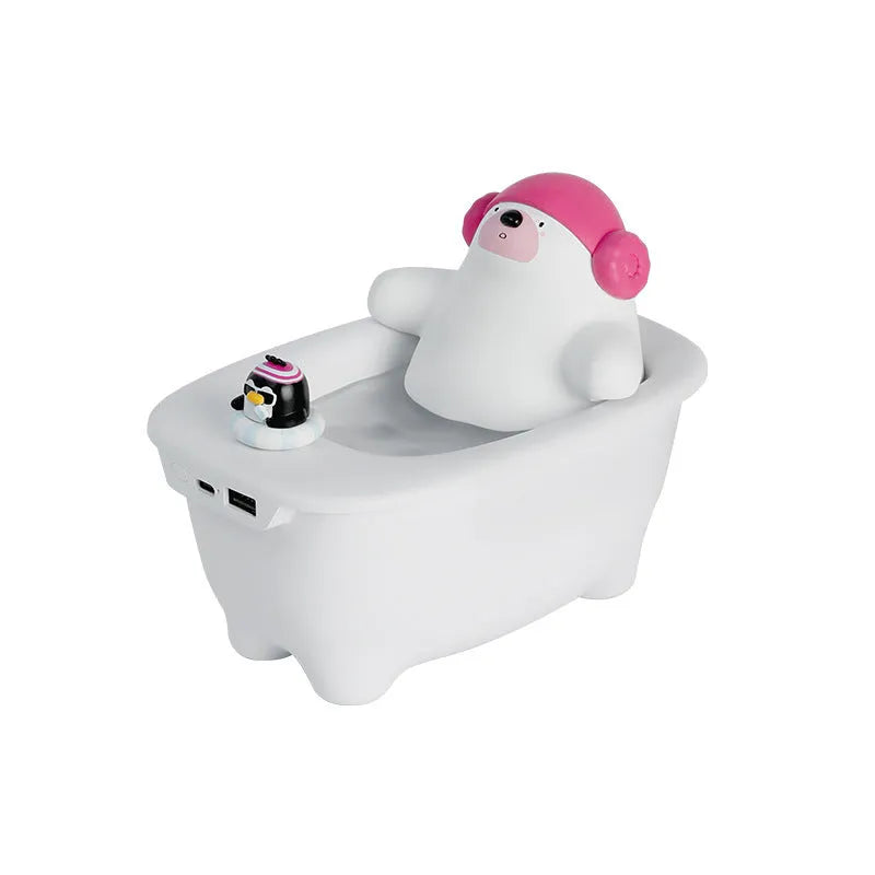 White USB-powered desktop air humidifier with 550ml water tank on a desk