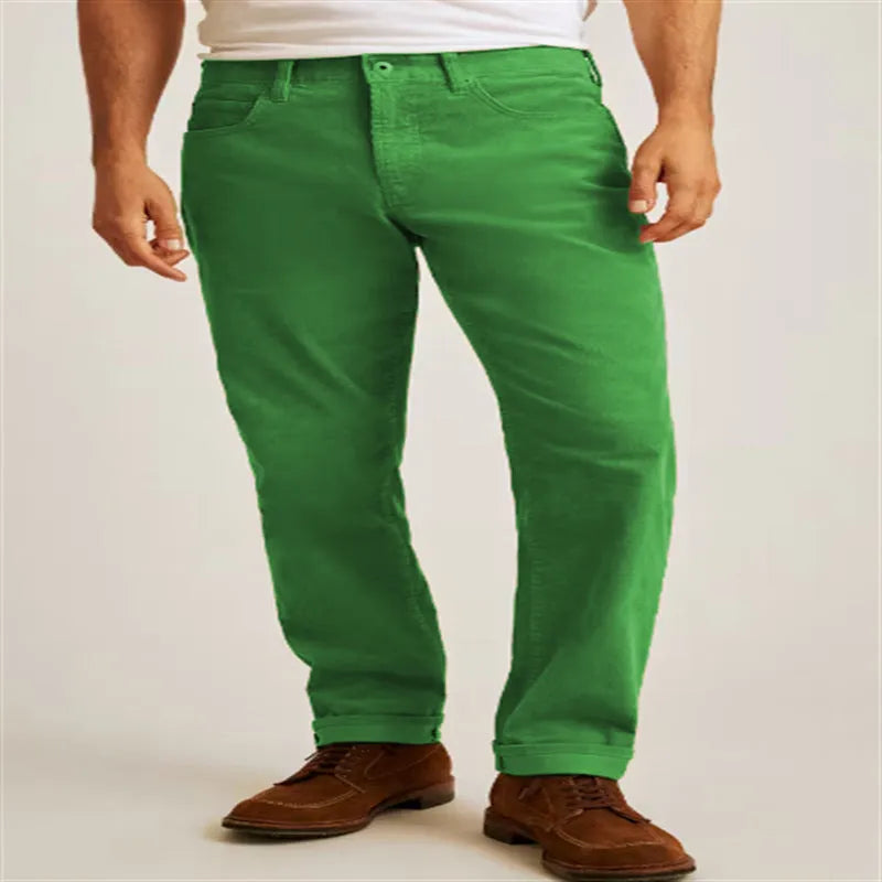 Corduroy straight leg trousers in loose casual fit available in four colours