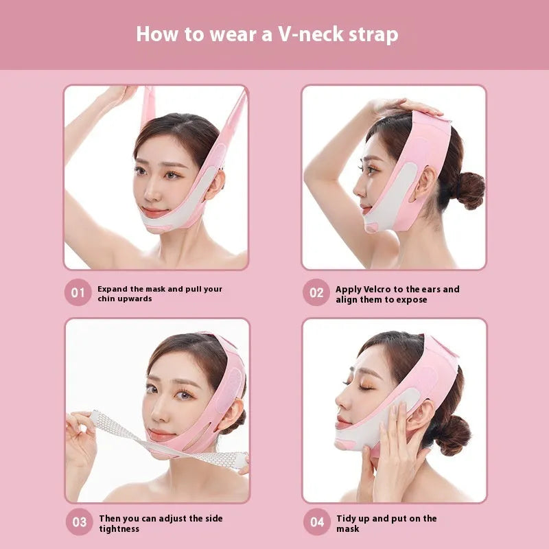 Far infrared elastic V face bandage facial care tool in pink or black colour options