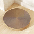 Green round cat scratching board with corrugated cardboard surface measuring 55cm diameter