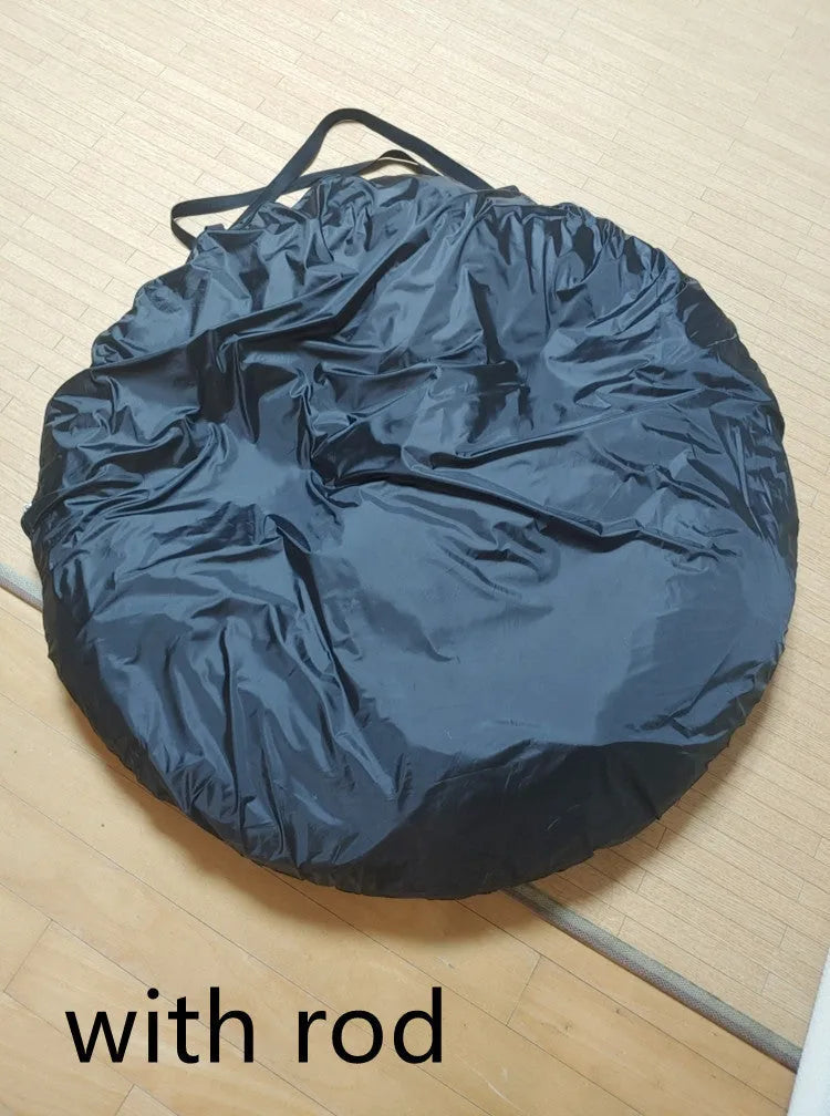 Black pop-up car tail tent with quick-throw design and steel framework