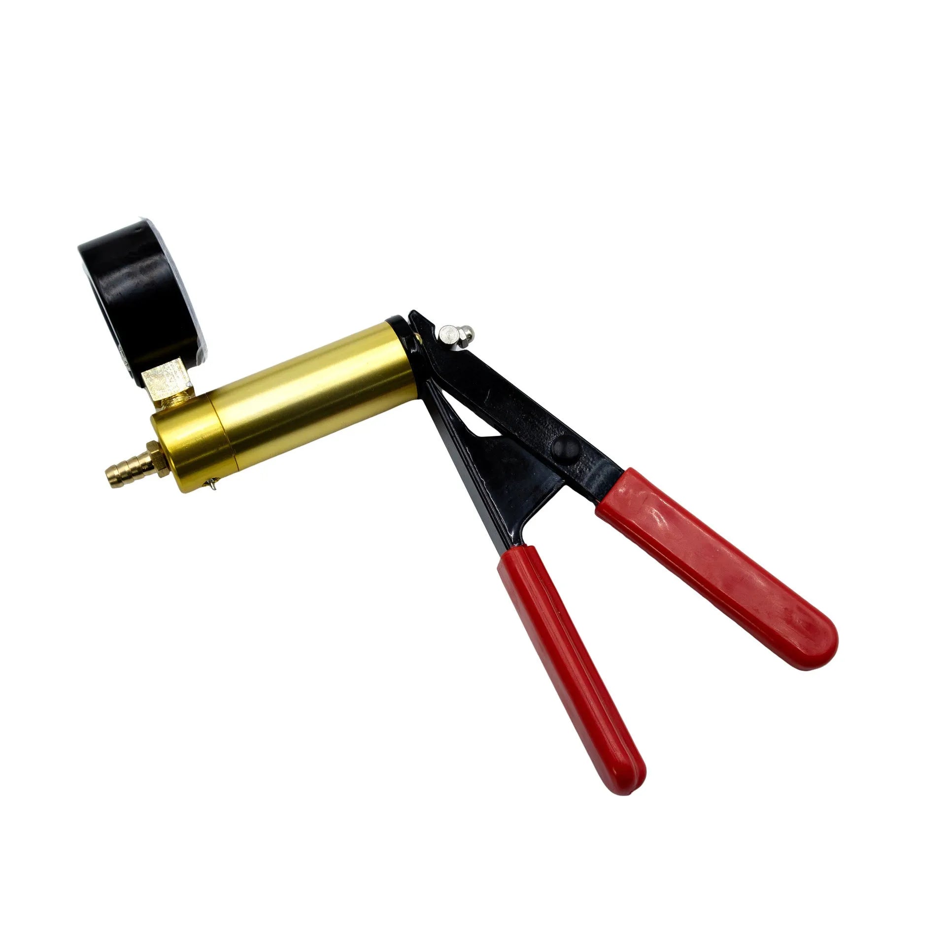 Manual aluminium alloy vacuum air blow gun suction tool for car repair on a workshop bench.