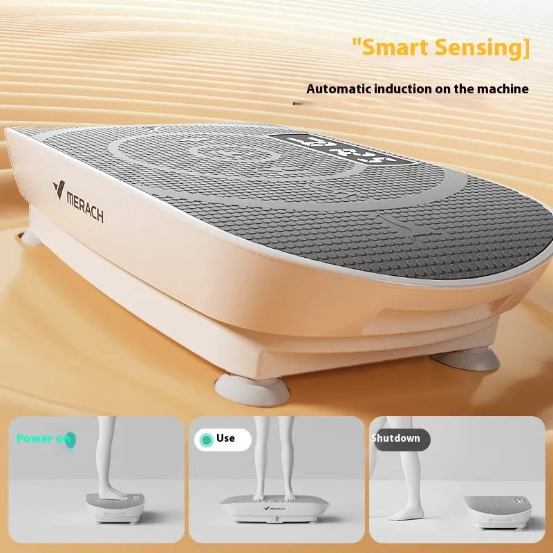Grey smart power plate massager with Bluetooth connectivity and US electrical plug