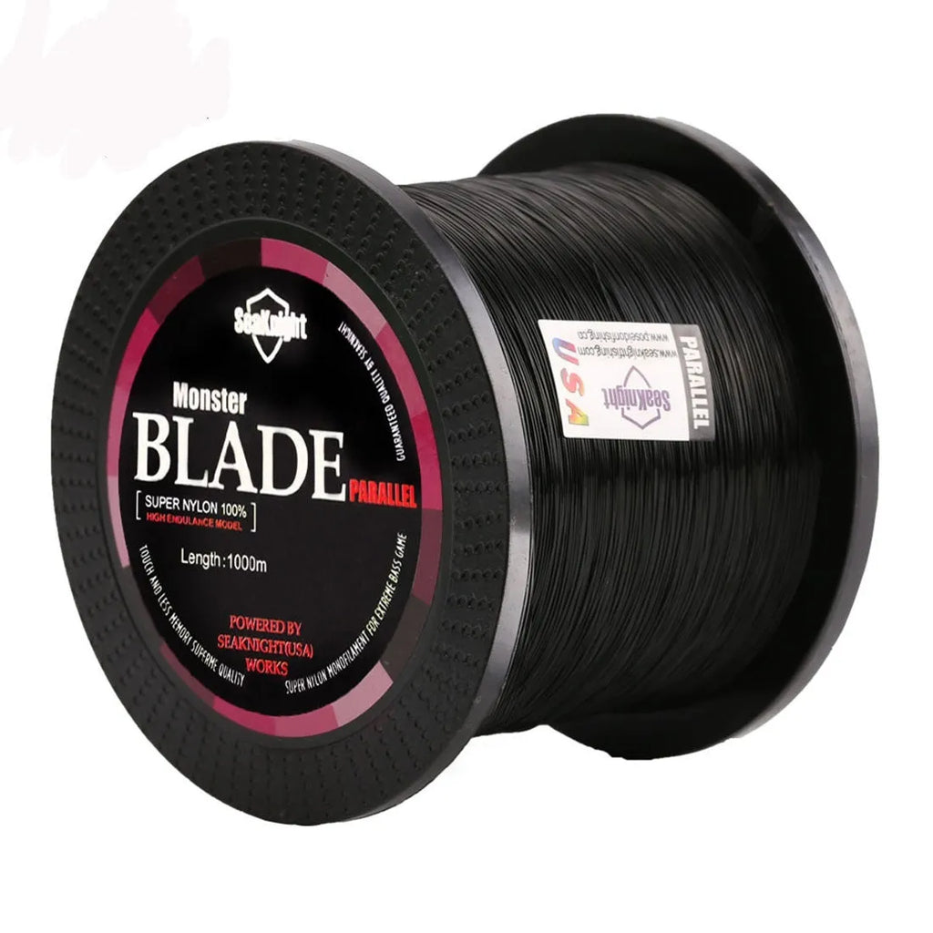 Seaknight1000 M nylon monofilament fishing line spool in black, blue, green, white, or yellow.