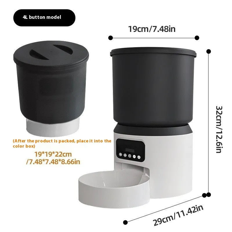4L smart pet feeder with remote control and optional video monitoring for cats and dogs