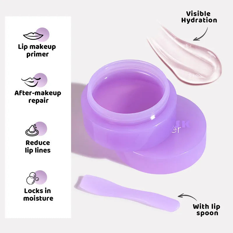 Exfoliating lip balm mask with scraper tool for dry lip treatment
