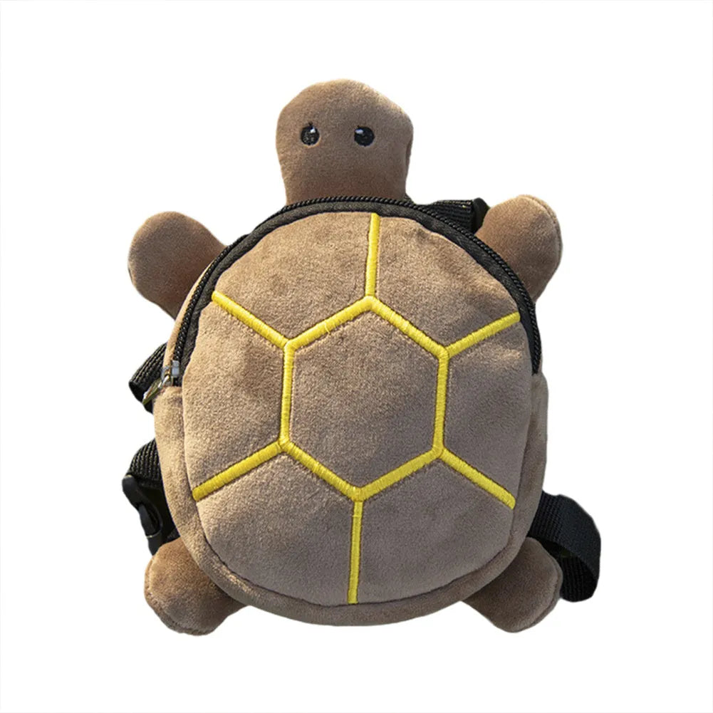 Cartoon turtle shaped dog backpack harness vest with metal zipper in velvet material