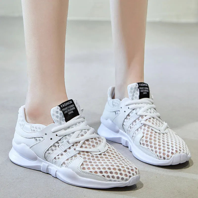Breathable mesh sneaker with hollow out design and lightweight EVA sole in casual low-top style