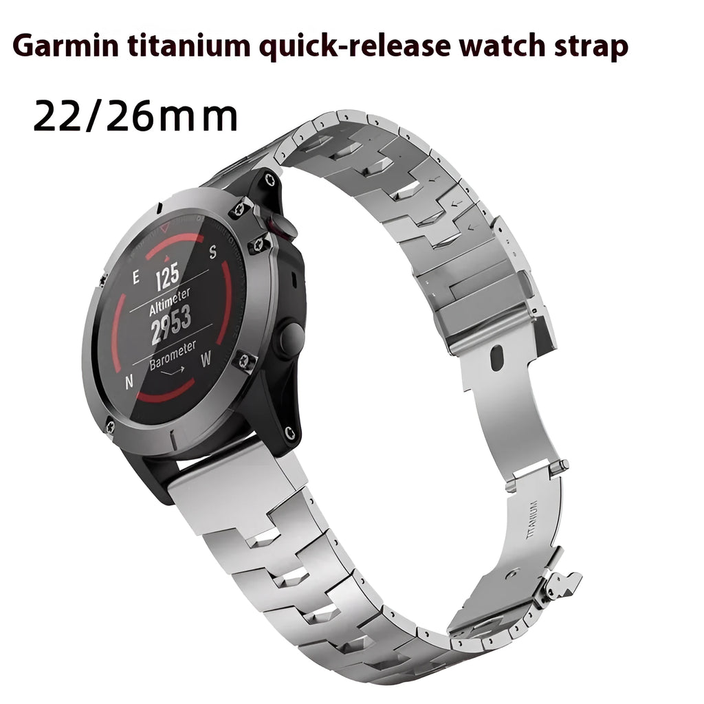 Garmin Fenix watch strap compatible with Jiaming watches in silver, black, titanium colours