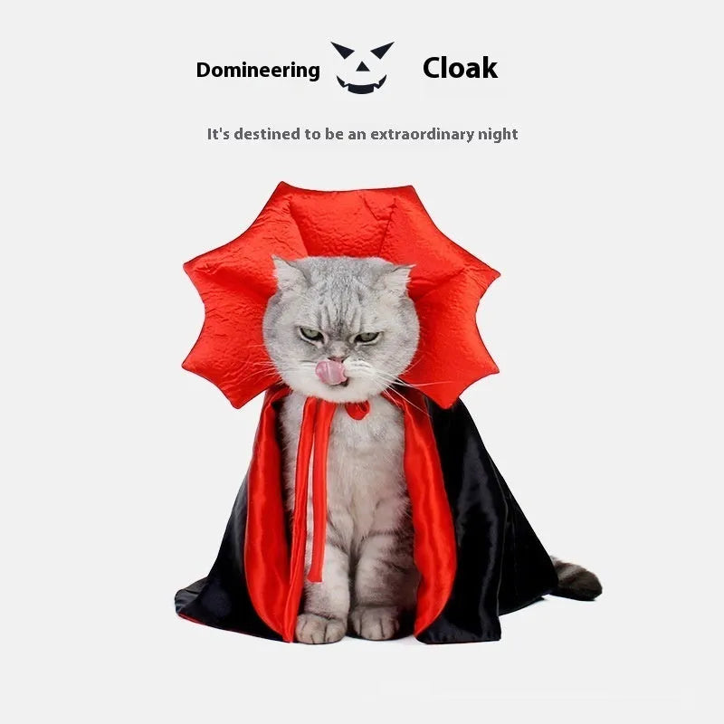 Black and red Halloween costume outfit for cats and dogs on pet mannequin