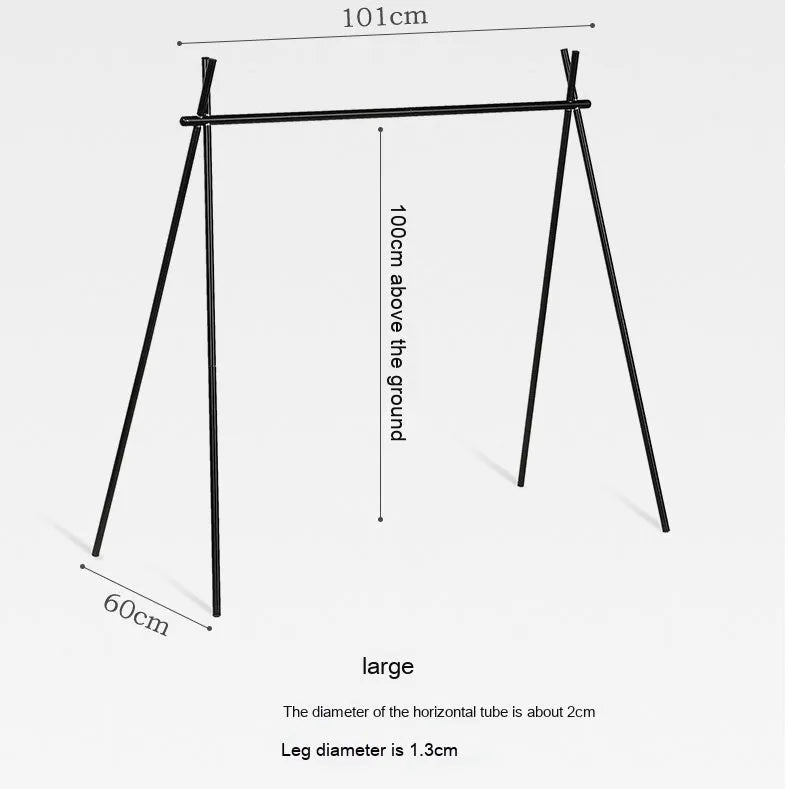 Aluminium alloy triangle folding clothes drying rack with side hanger and top tray for camping travel