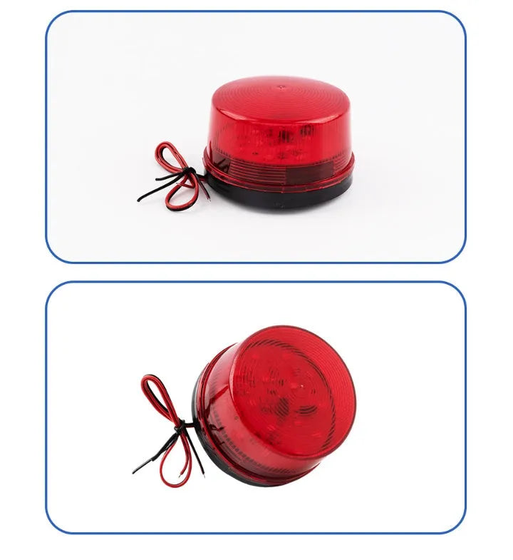 Small 24V warning alarm light with rotating strobe and 105dB siren in red yellow blue green colour options