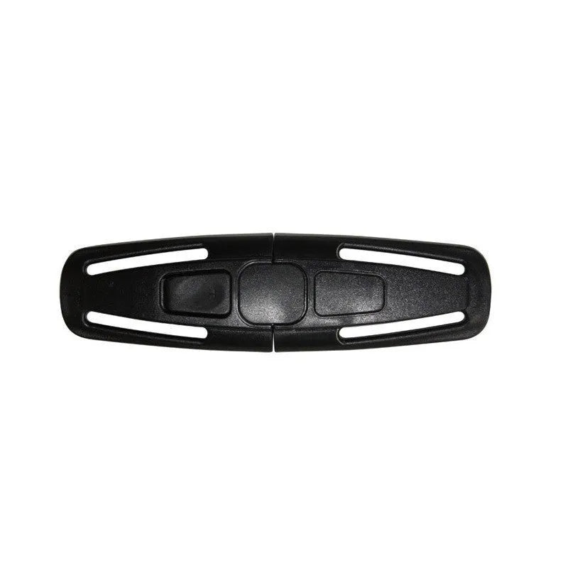 Black nylon child car seat belt buckle clip for 5-point harnesses