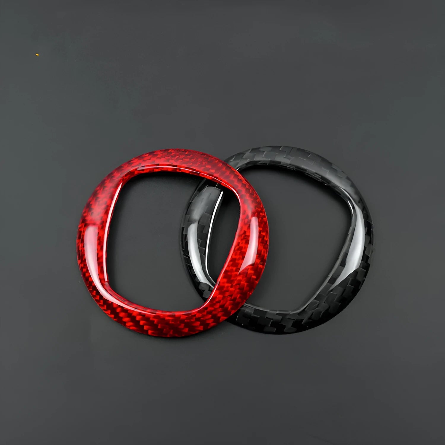 Carbon fibre steering wheel decorative sticker in black and red colour options