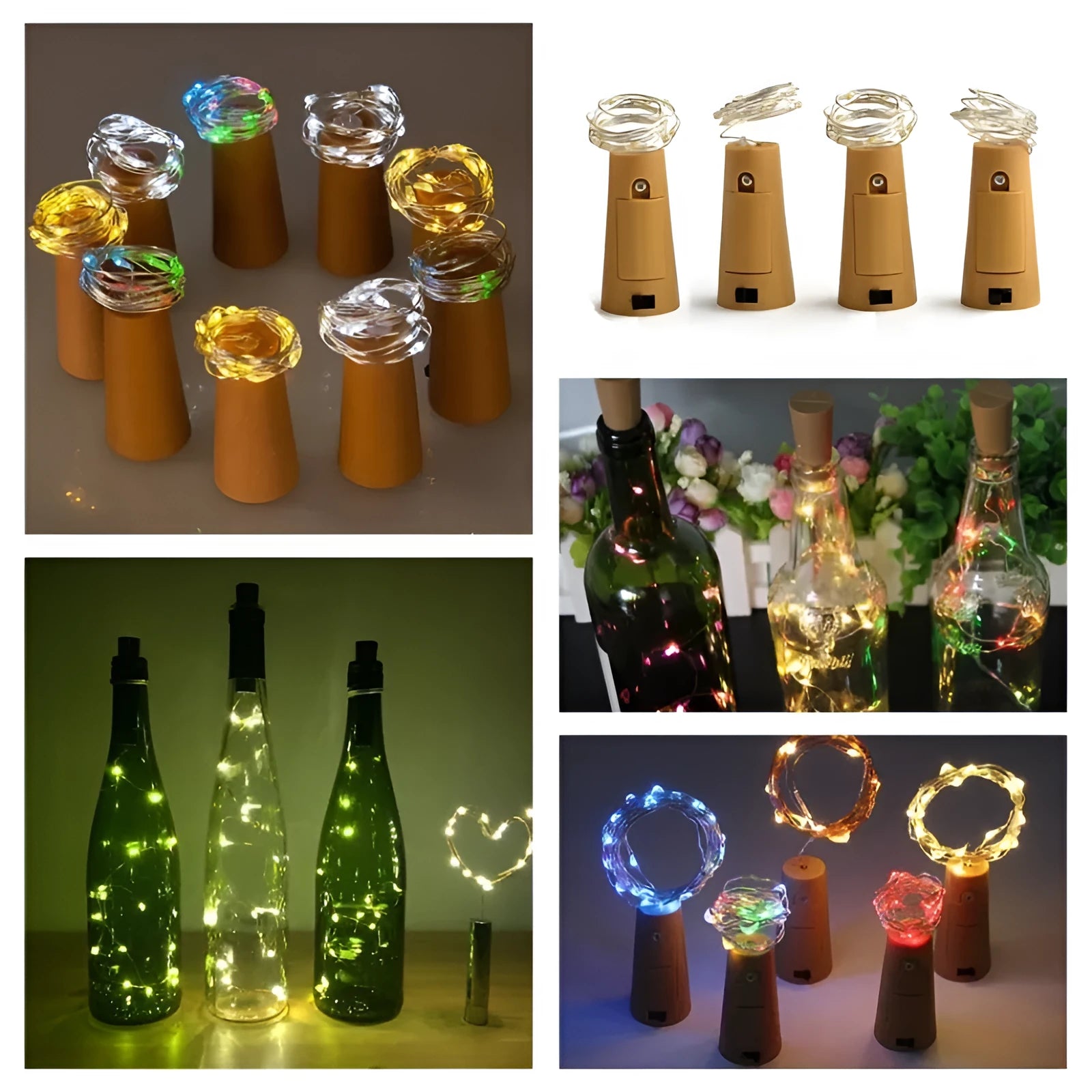 Flexible copper wire LED string lights with bottle stopper for wine bottle decoration