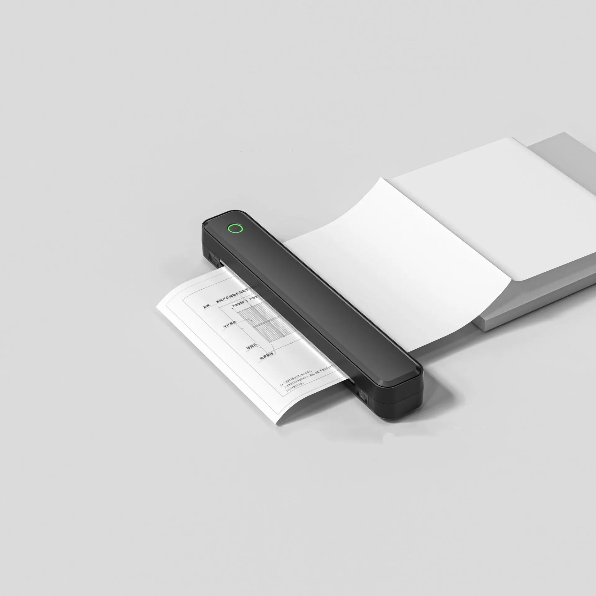 Compact black Bluetooth thermal printer for mobile phone connectivity with 295mm length