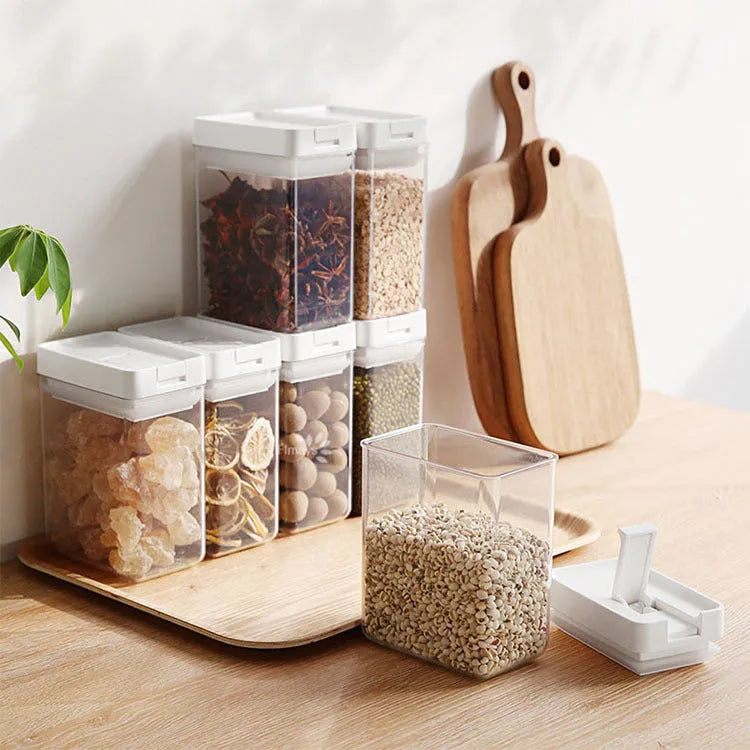 White transparent 400ml grain storage container with Japanese-style design