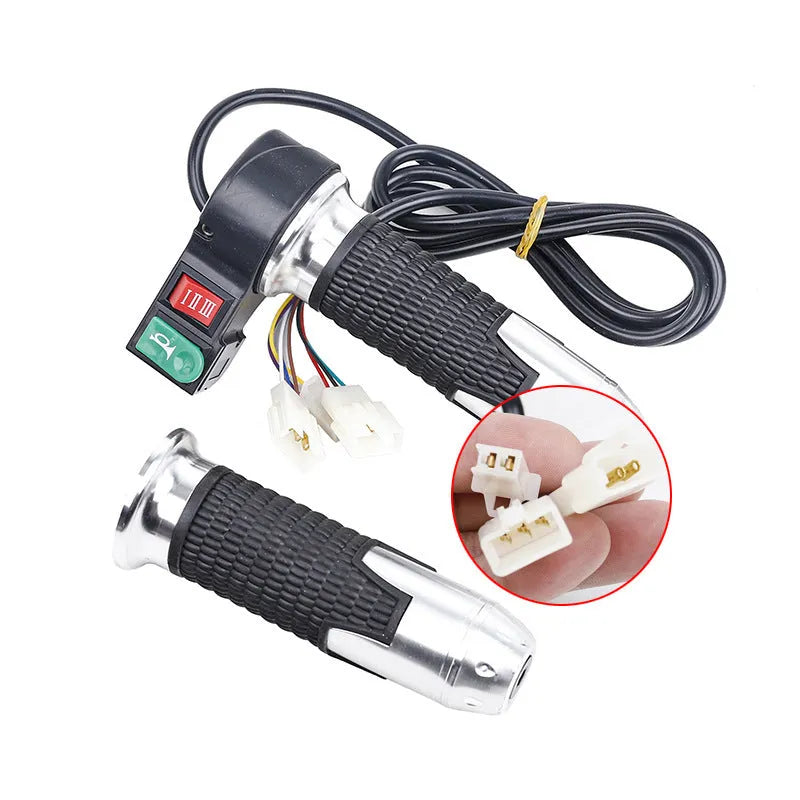 Plastic three-wheel electric car modification accelerator handle with 3-wire plug and choice of coloured finishes.
