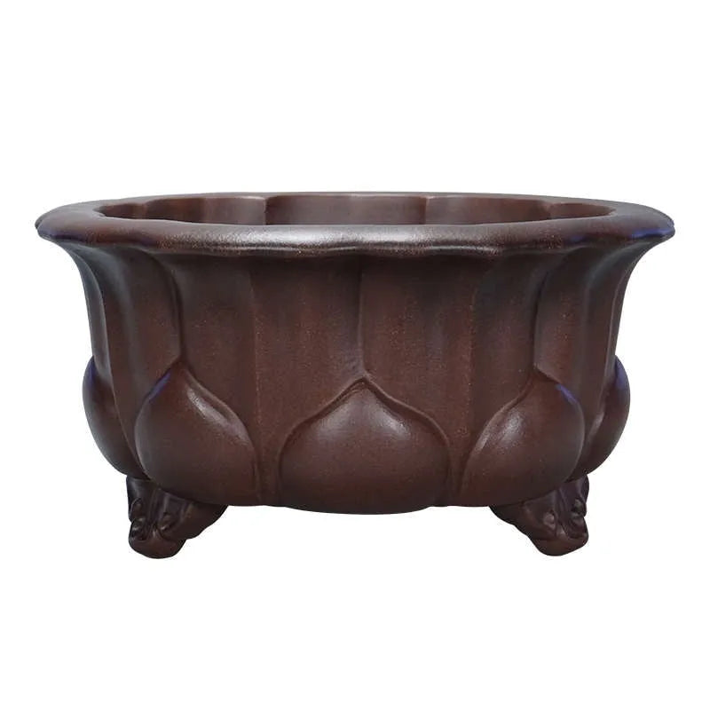 Purple sand ceramic succulent flowerpot with petal basin shape measuring 37x37x20cm